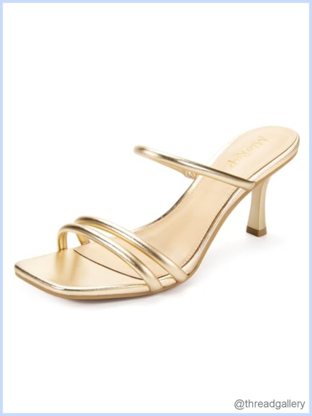 Womens Kitten Heel Sandals Square Toe Strappy Mules Slip On Dressy
